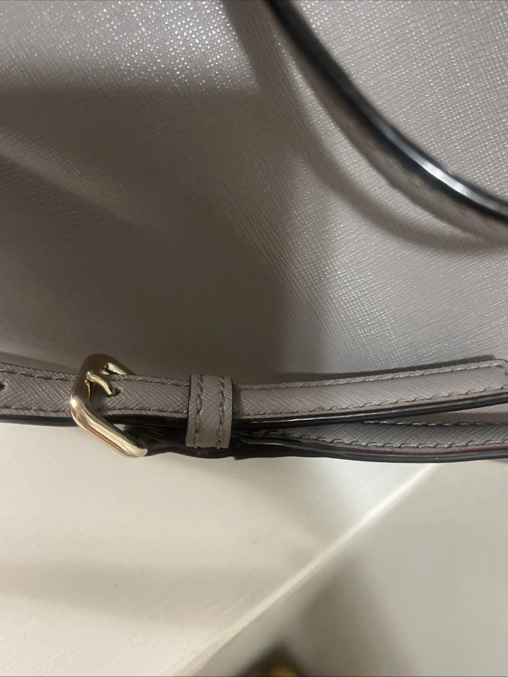 kate spade Gray Saffiano Leather Satchel with Crossbody Strap